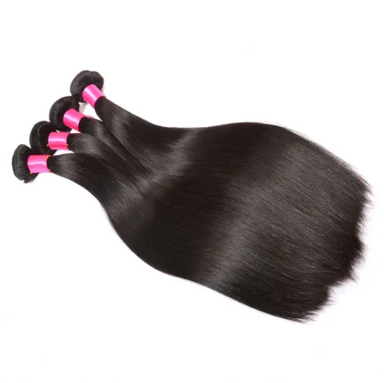 Brazilian Straight Hair 4 Bundles With Closure, 9A Virgin Unprocessed Human Hair Bundles with Closure Mink Brazilian Hair