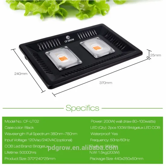 Full Spectrum 200w COB LED Grow Light for Indoor Plants Veg and Bloom, led full spectrum grow light