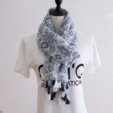 Women summer floral print fringe Plain encryption voile scarf 2016