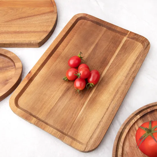 Natural Acacia Wood Platters, Tea Trays, Serving Tables, and Rectangular Catering Trays for Food