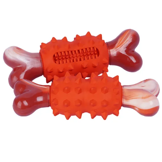 Tough Nylon Dog Bone Chew Toy with Rubber Teeth Cleaner