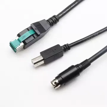 24V 12V USB Power Adapter Cable DIN3pin+USB B/M