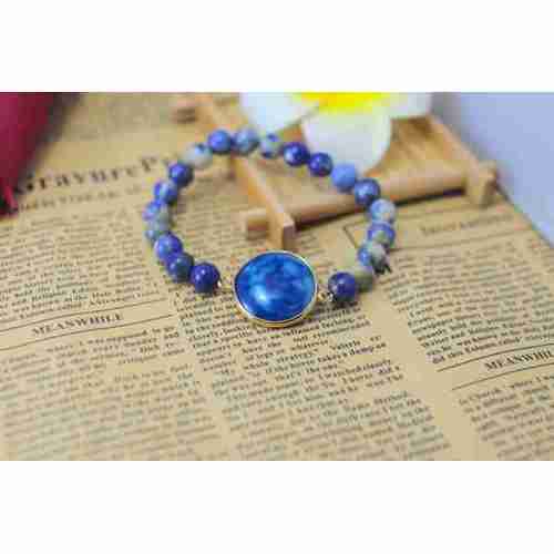 Sodalite Bracelet with Agate Pendant Piece Gemstone jewelry