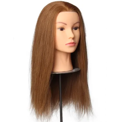 Beauty salon hairdressing training head with 100% human hair