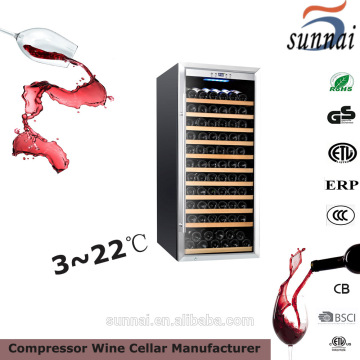 wine fridge 137 bottles single zone with silver panel wine refrigerator cabinet