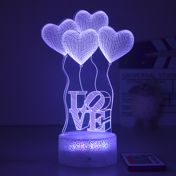 Colorful LED Love Heart Wedding & Valentine's Day Lamp