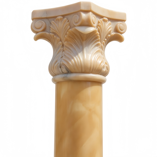 Natural Marble Roman Column Ornate Rose Relief Sculpture