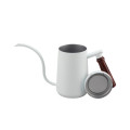 White Pour Over Coffee Kettle With Wooden Handle