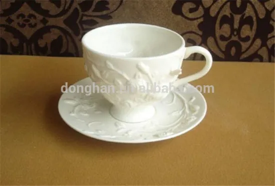 factory cheap custom embossed coffee set white