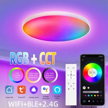 Solar-Powered Flush Mount LED Ceiling Light with Remote Control - Moisture and Mosquito Proof