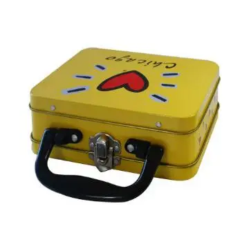 Handle Lunch Tin Box,Customer\'s  Logo Can Be Printed On Tin Box