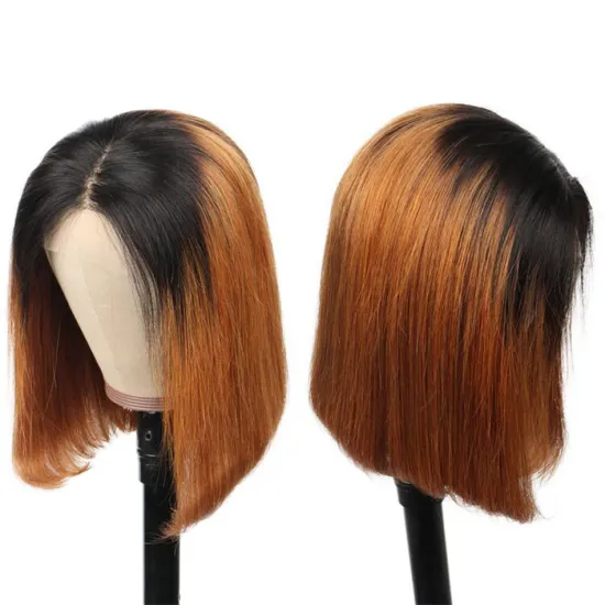 13x4x1 Brazilian Hair T-Part Transparent Lace Front Wig Short Bob Wigs For Black Women Virgin Cuticle Aligned Human Hair Wigs