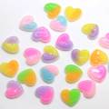 New Lovely Two-tone Color Glitter Heart Resin Flatback Cabochons Embellishments For Phone Case Scrapbooking DIY Craft