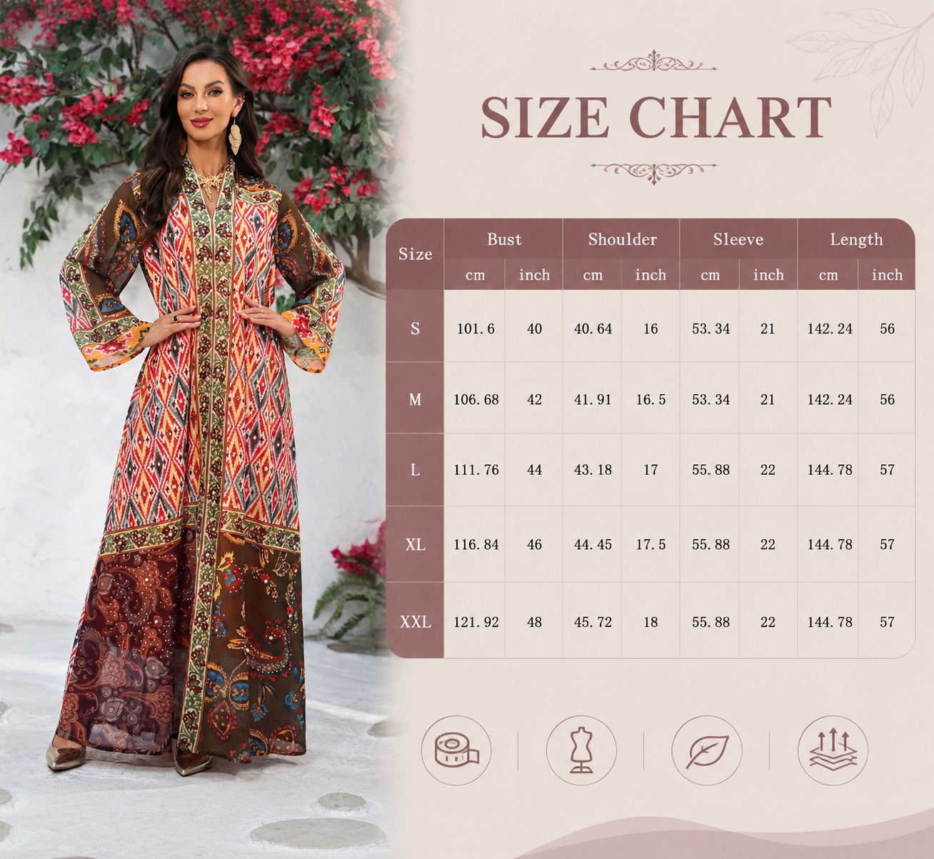 Printed Chiffon Maxi Dress Abaya