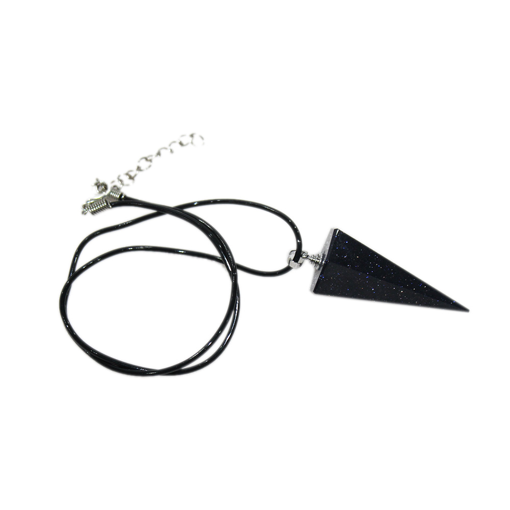 Wholesale Polyhedral cone Pendulum Natural Blue Sandstone Pendant NecklaceTransfer Luck Beads Men or Women Jewelry