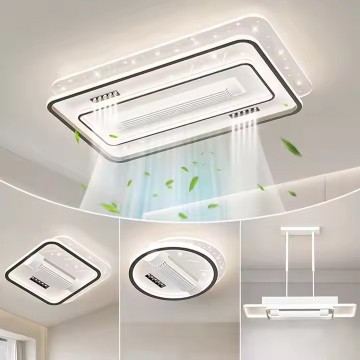 Zeitgenössischer schwarzer Acryl -LED Dimmbare Anhängerlicht mit Deckenventilator