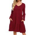 Damen Wrap V Neck Kleid