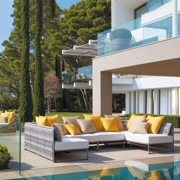 Modern Design Patio Aluminium Frame Rope Woven Sofa Set