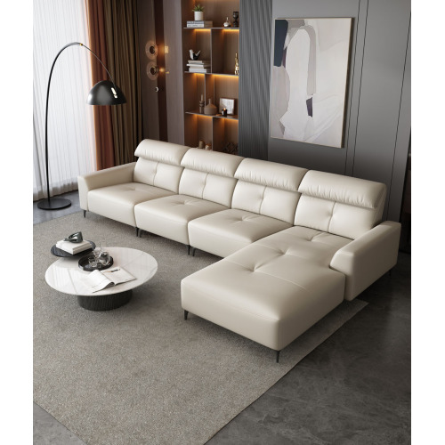 L-образный диван для отдыха с пуфиком