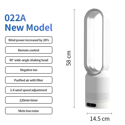 Smart Leafless Purification Fan: 2-in-1 Bladeless Fan with Air Purification