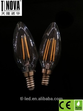 Glass cover C35 2w filament LED bulb high lumen CE ROHS standard made in China