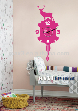 Newest Wholesale Roman Numeral Red Color Pvc Sticker Clock Quartz Irregular Wall Clock
