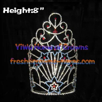 8inch Star Crystal Rhinestone Pageant Crowns---Forth Of July