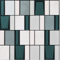 Geometric arrangement art glass mosaic tiles