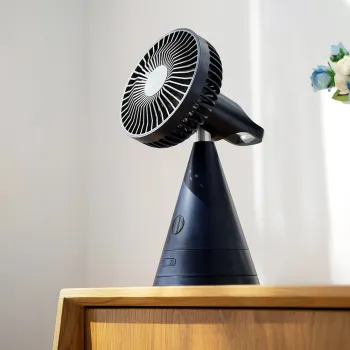 Rechargeable Desk Fan with Swivel and Digital Display