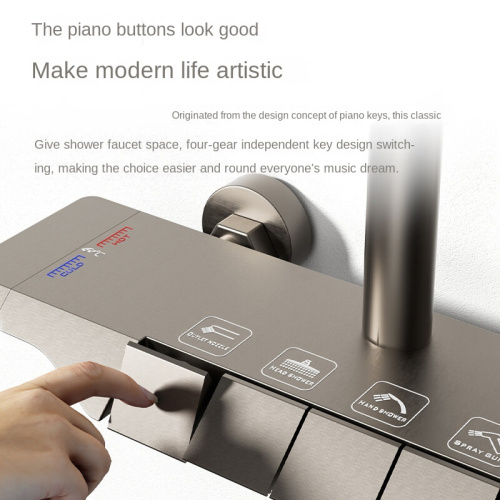 Piano Button Brass 4 Functions Thermostatic Shower Set