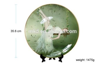 Meikeda 14" White Sublimation Plates With gold Rim