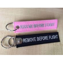 Remove before flight embroidery key ring