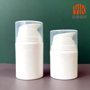 White Cylinder Airless Pump Cosmetic Bottles