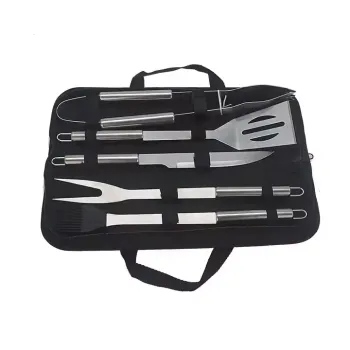 Professional Stainless Steel BBQ Tool Set with Grill and Charcoal Case for Outdoor Kitchens