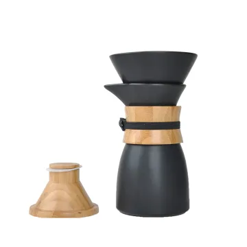 DHPO New Design Ceramic Pour Over Coffee Dripper Set with Bamboo Lid