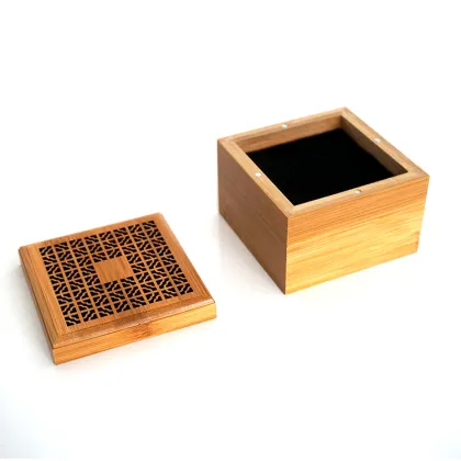 Bamboo Wood Incense Burner with Coil Incense Storage Drawer