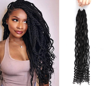kinky Twist Crochet Hair Pre looped Crochet Braids with Curly End Synthetic Braiding Hair Extension for Women Hair