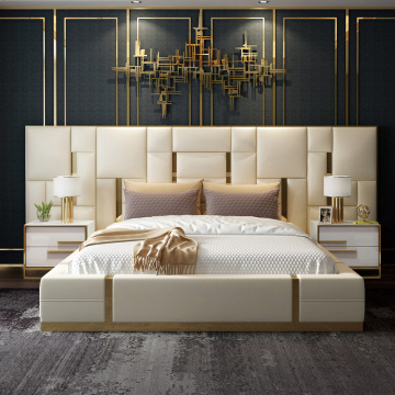 Mga luxury na katad na hari bed furniture set