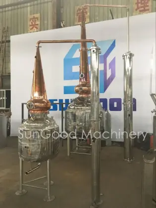 Red copper pot still distillation