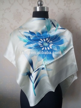 Pure 100% silk printed scarf, square silk scarves 110x110cm, flower pattern scarf