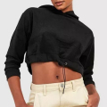 Ladies Cropped Women&#39;s Hoodies Dark Tops Wholesale