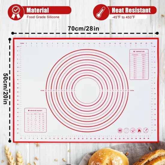 Food Grade Silicone Non-Stick Baking Mat for Dough and Fondant Rolling