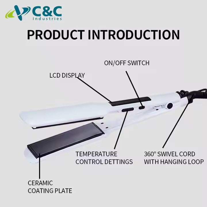 C&C 2 in 1 Ceramic Coating Plant PTC Heating Element Flat Iron Hair Straightener Curler