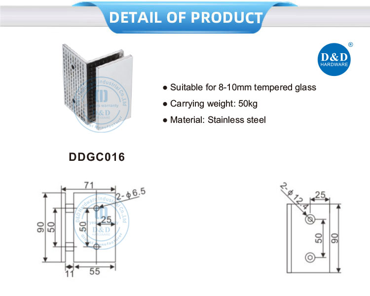 frameless shower hardware