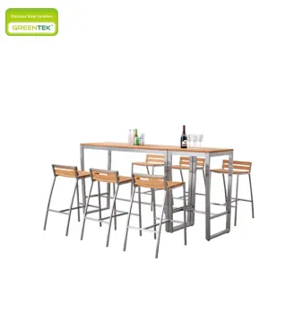 Outdoor Stainless Steel Bar Table And Chair Set