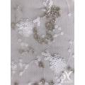 Mesh Embroidery Fabric with White Sequin