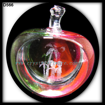 Laser Engraved Crystal Apple D566