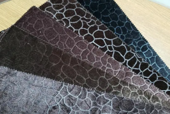 Knitted 100%Polyester Embossing Velvet Sofa Fabric