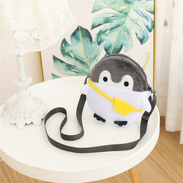 Cute penguin plush doll school shoulder bag doll coin purse student plush toys baby fur animal penguin doll girl birthday gift