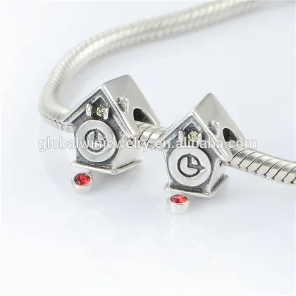 925 Solid Silver Charm Bell Gift charm Rhinestone Pendant Charm
